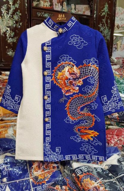 Áo dài cách tân gấm thượng hải bé trai