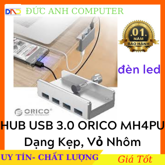 Hub Usb - Bộ chia hub 4 cổng USB 3.0 dạng kẹp vỏ nhôm Orico MH4PU - Chính Hãng 100%, Bảo Hành 12 Tháng