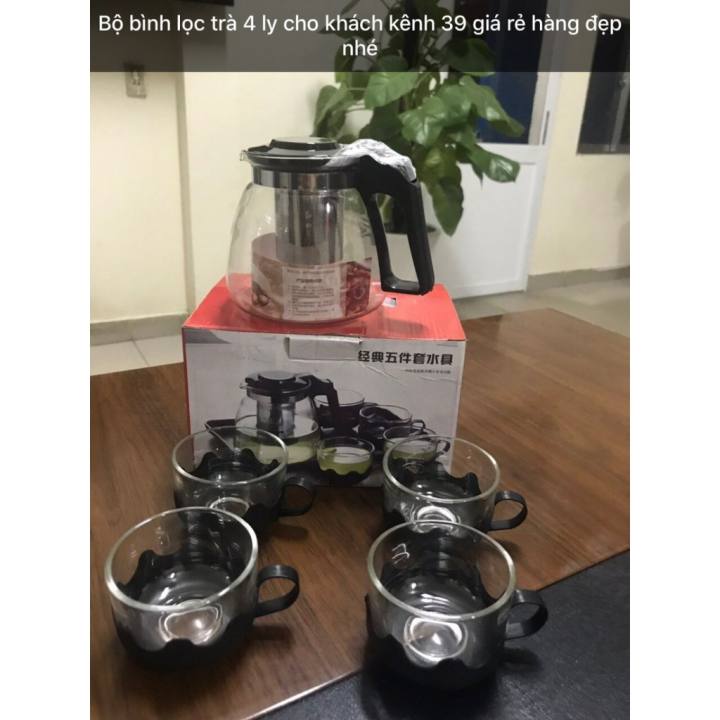 Bộ ấm trà kèm 4 ly hàng cao cấp - bộ bình trà kèm 4 ly lọc tiện dụng tách trà nhỏ gọn sang trọng thiết kế đẹp mắt quý tộc - bộ bình trà cao cấp sang trọng -