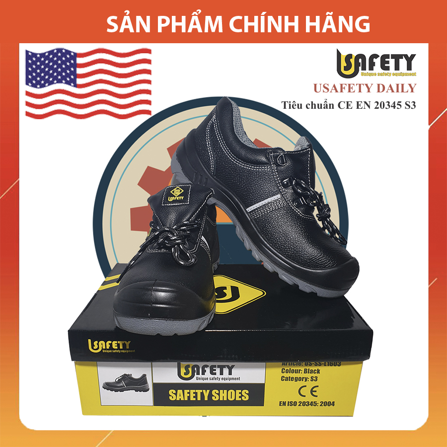 Giày da bảo hộ lao động Usafety Daily -Bọc thép chống va đập - Chống trơn trượt
