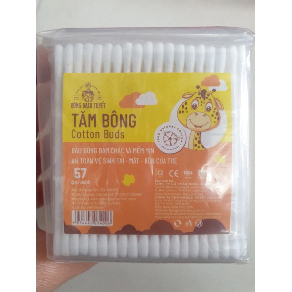 Tăm bông đầu nhỏ cho bé 57que - bông bạch tuyết