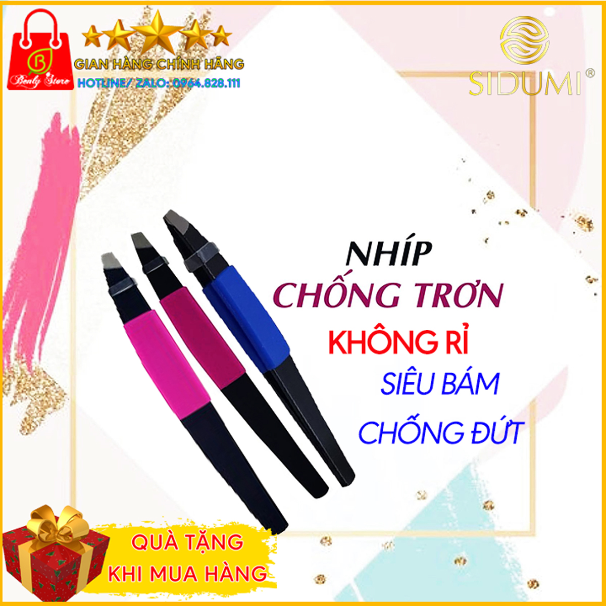 Nhíp nhổ râu, nhổ tóc bạc, nhổ tóc sâu siêu bám, không đứt SIDUMI