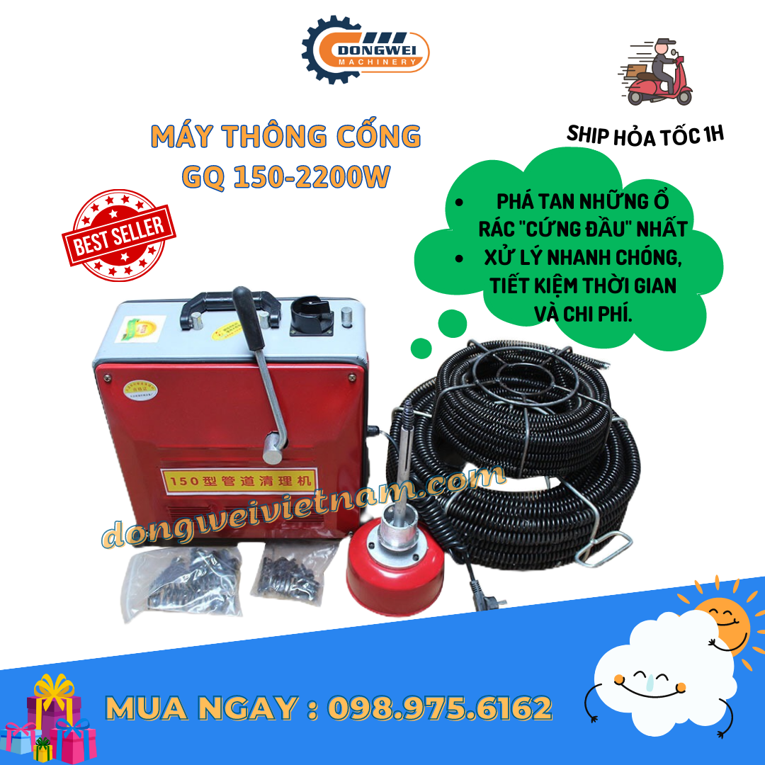 Máy thông cống lò xo gq150-2200w