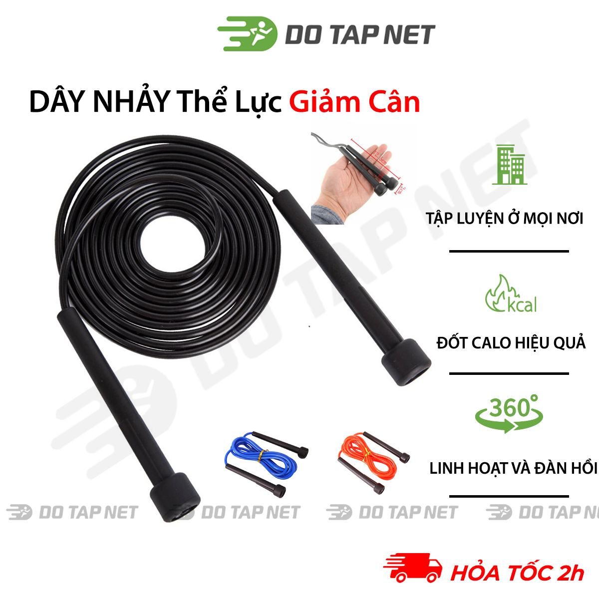 Dây Nhảy Thể Dục Đàn Hồi Siêu Bền Nhẹ Giúp Tăng Thể Lực, Giảm Cân Hiệu Quả, Nhỏ Gọn Tiện Lợi.