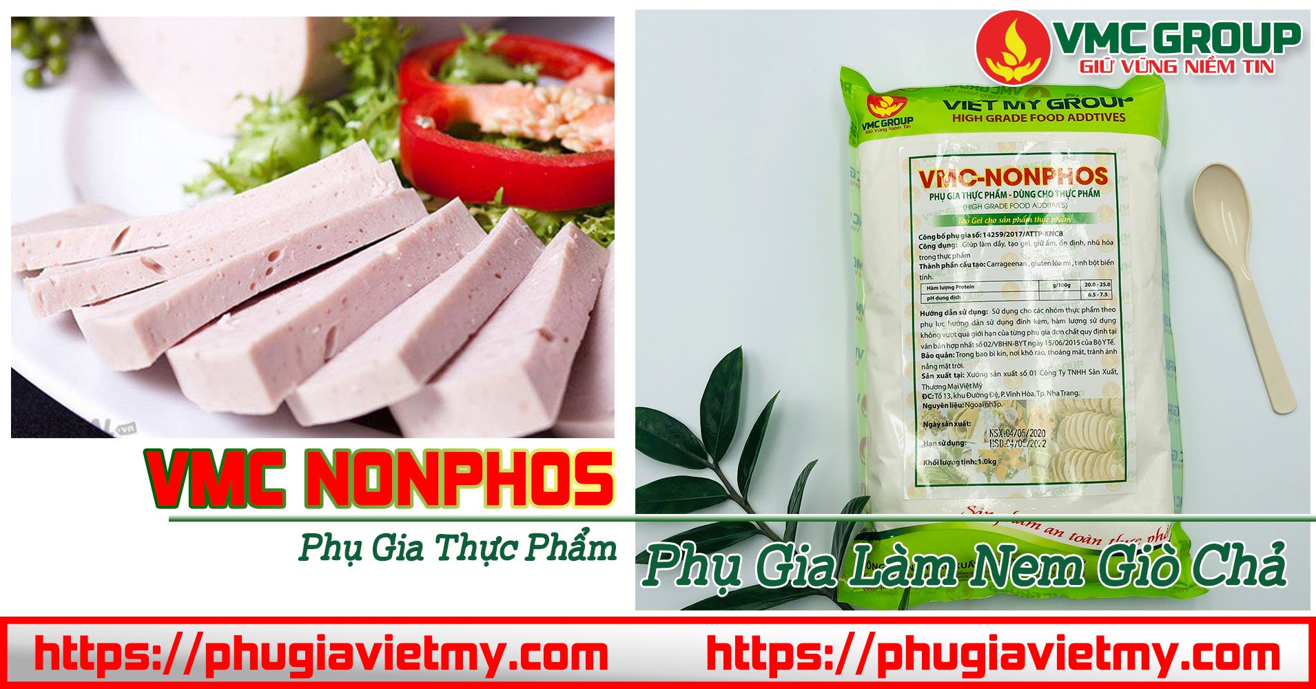 Gói 1 kg chất tạo dai giòn cho giò chả vmc nonphos