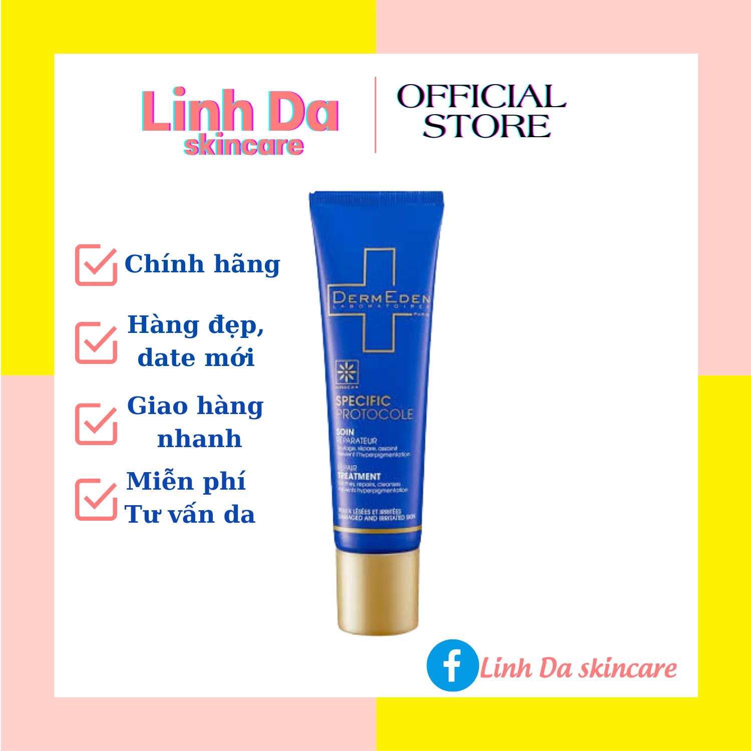 Kem dưỡng ẩm phục hồi da dermeden repair care 30ml - date 2023