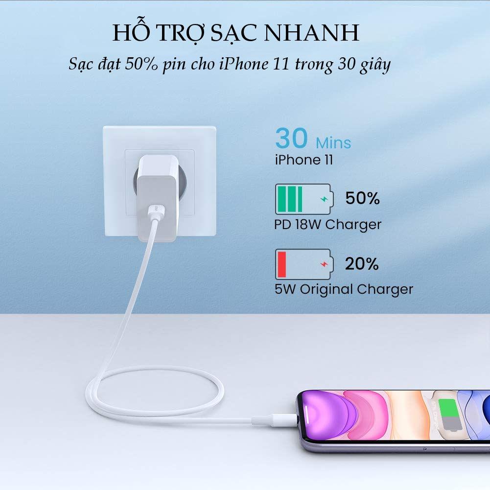 Cáp sạc nhanh USB-C sang Lightning MFI UGREEN US171 - Sạc nhanh 50% trong 30 phút cho iPhone 11 Pro Max / iPhone Xs Max / iPhone XR / iPhone 8 Plus, dài từ 0.25 - 2m Cáp sạc nhanh USB-C sang Lightning MFI UGREEN US171 - Sạc nhanh 50% trong 30 phút cho iPhone 11 Pro Max / iPhone Xs Max / iPhone XR / iPhone 8 Plus, dài từ 0.25 - 2m