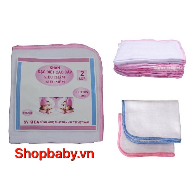 TÚI 10 KHĂN SỮA KIBA TRẮNG - (4 Lớp)