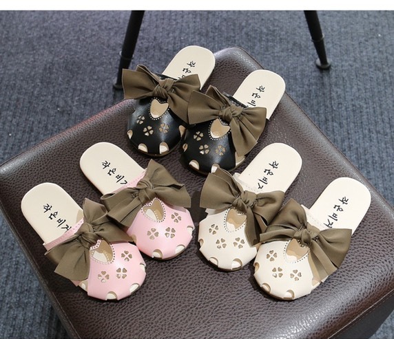 Sandal  sục nơ xinh cho bé gái da PU da mềm cho bé(H-8)