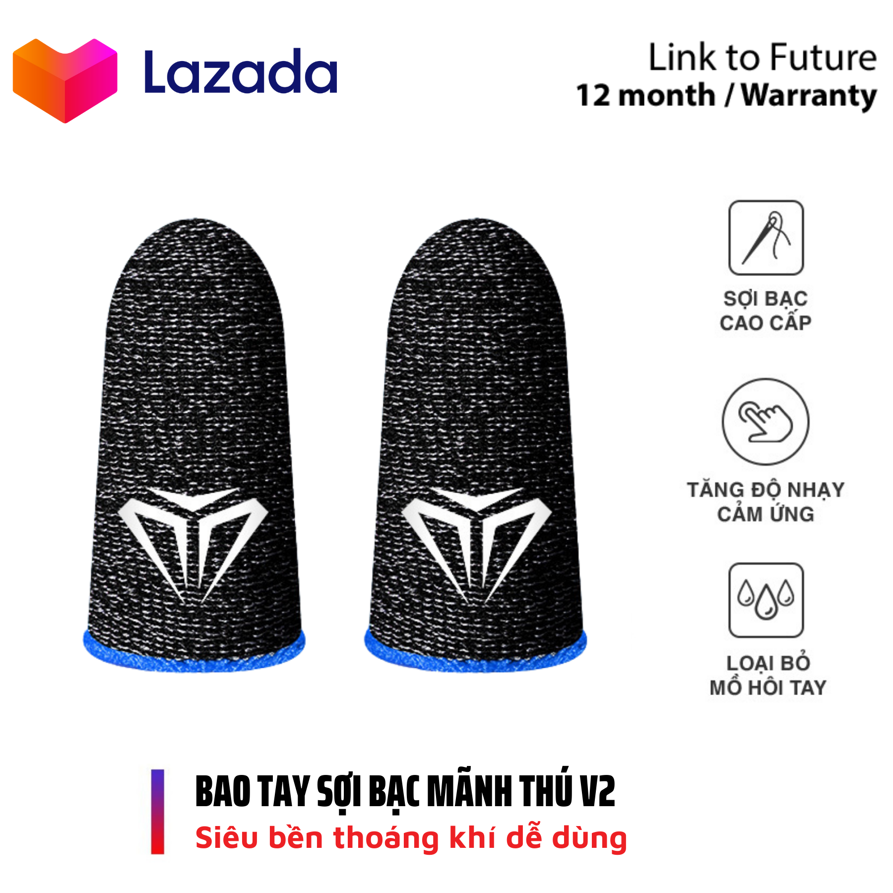 Bao tay chơi game sợi bạc mãnh thú tăng nhạy 30%, Găng tay chơi game Liên Quân Mobile, PUBG, FF, COD  thấm hút mồ hôi Shop GLV Gaming