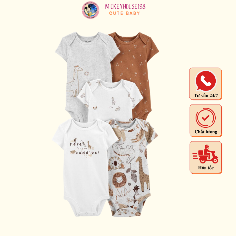 Body chip cotton cộc tay cho bé
