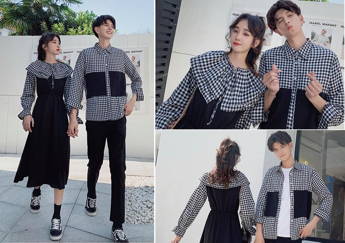Đồ đôi nam nữ đẹp Set váy sơ mi đôi phong cách Hàn Quốc - Tìm Voucher