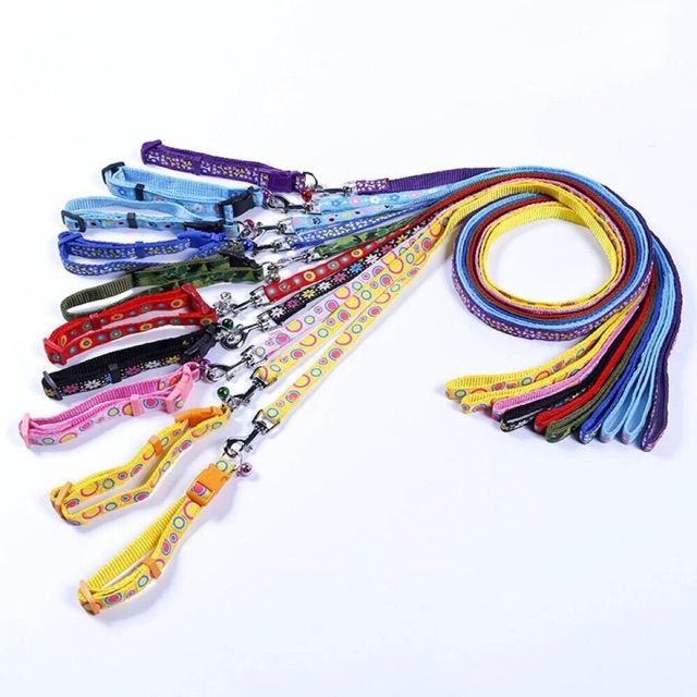 Dây dắt kèm vòng cổ 2 lớp 1cm chuông cho thú cưng chó mèo - phụ kiện cho thú cưng