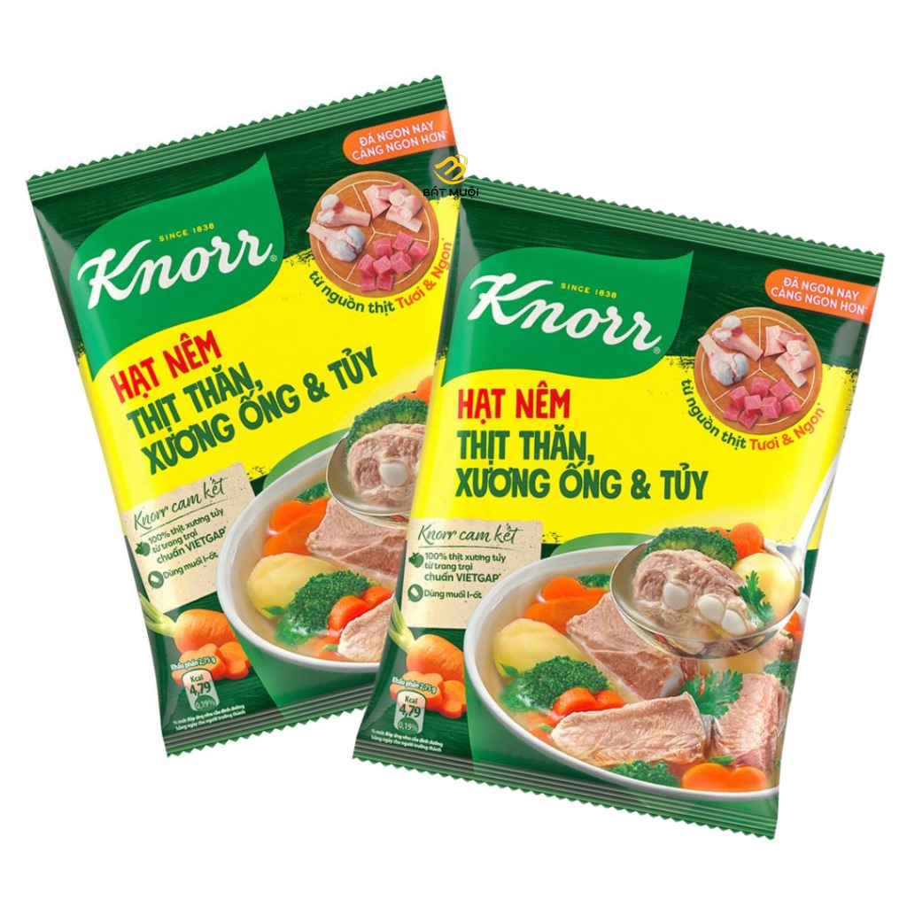 Hạt nêm Knorr thịt thăn, xương ống, tủy gói 900g - combo 2 gói
