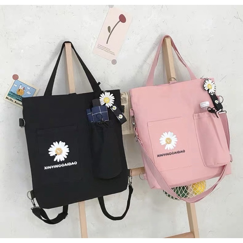 Tote đeo 2 kiểu - phối túi nhỏ tiện lợi - hoa cúc