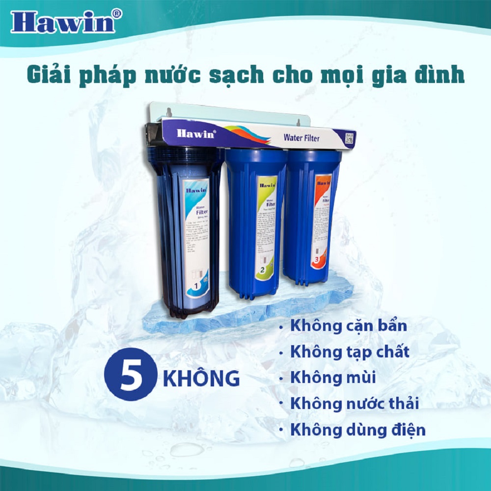 Bộ lọc nước sinh hoạt hawin máy lọc nước 3 cấp lọc