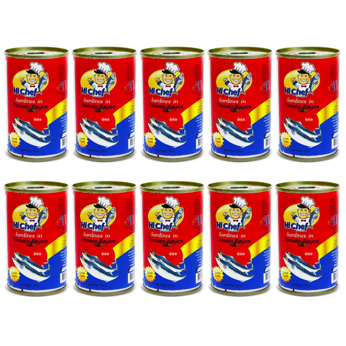10 lon cá mòi cá hộp sốt cà hi chef 155g/lon