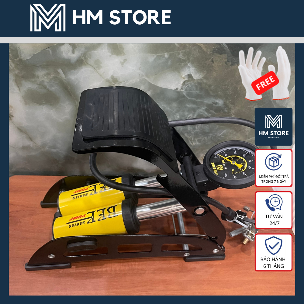 BƠM XE ĐẠP CHÂN BEE (2 PISTON) - CHUYỀN DÙNG BƠM XE MÁY, OTO - HÀNG CHÍNH HÃNG