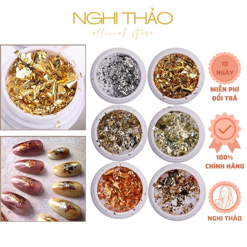 Giấy bạc nail, giấy nhún nail vàng bạc 6 màu Nghi Thảo