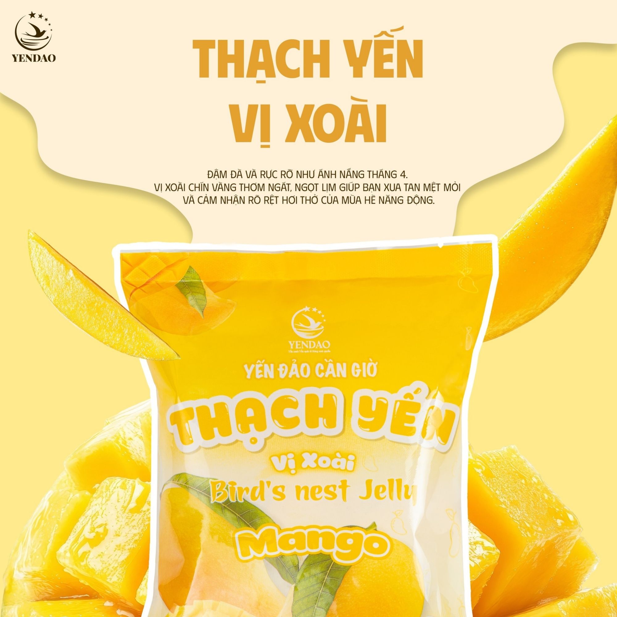Yến Đảo - Thạch Tổ Yến Vị Xoài Hương Vị Trái Cây Tươi Ngon, Dinh Dưỡng Cho Cả Gia Đình