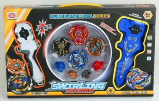 Bộ 4 Con quay BeyBlade + 2 Tay cầm - Con quay vòng xoay thần tốc(con quay xin)