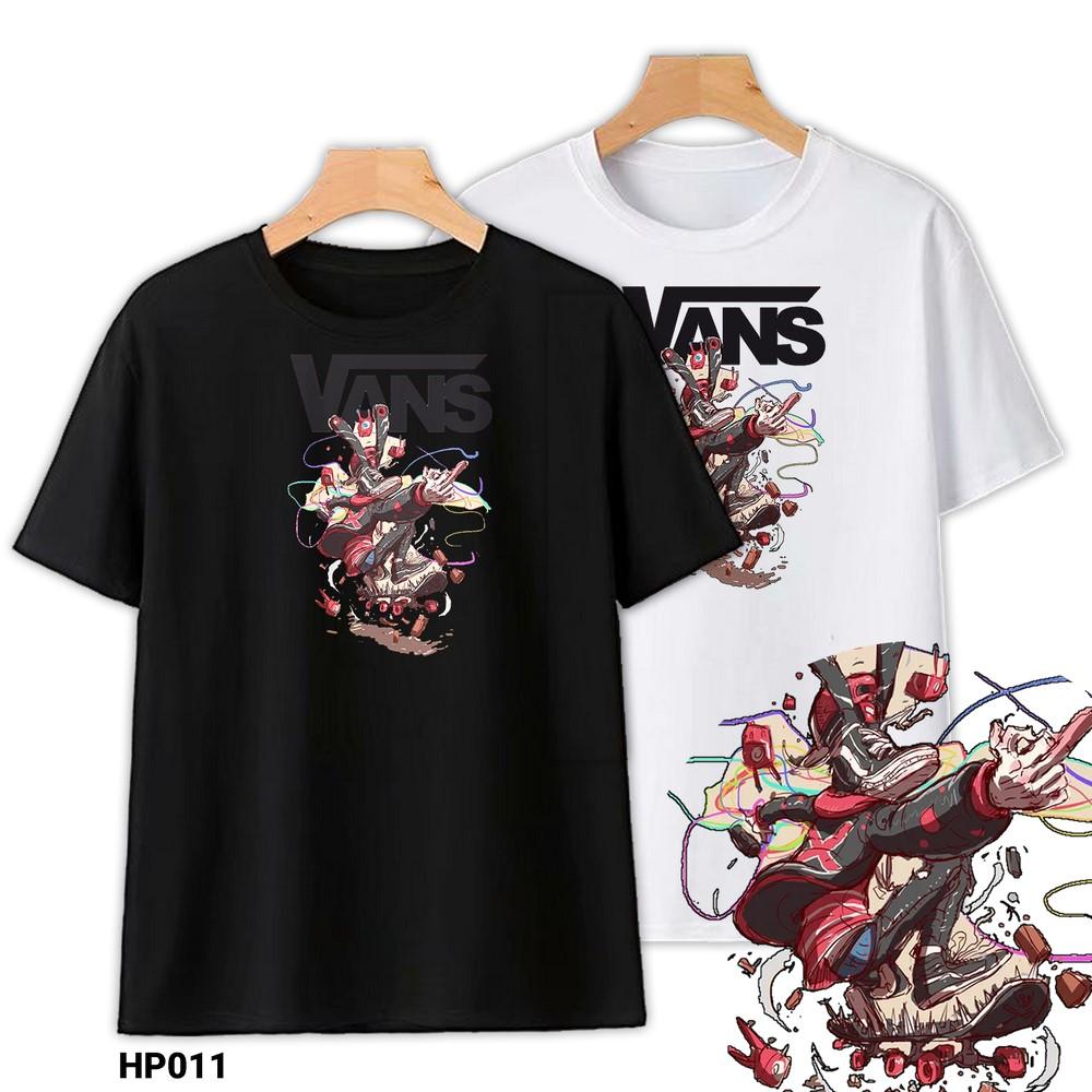 Áo Thun Cotton Hiphop Vans Unisex Nam Nữ Trắng Đen