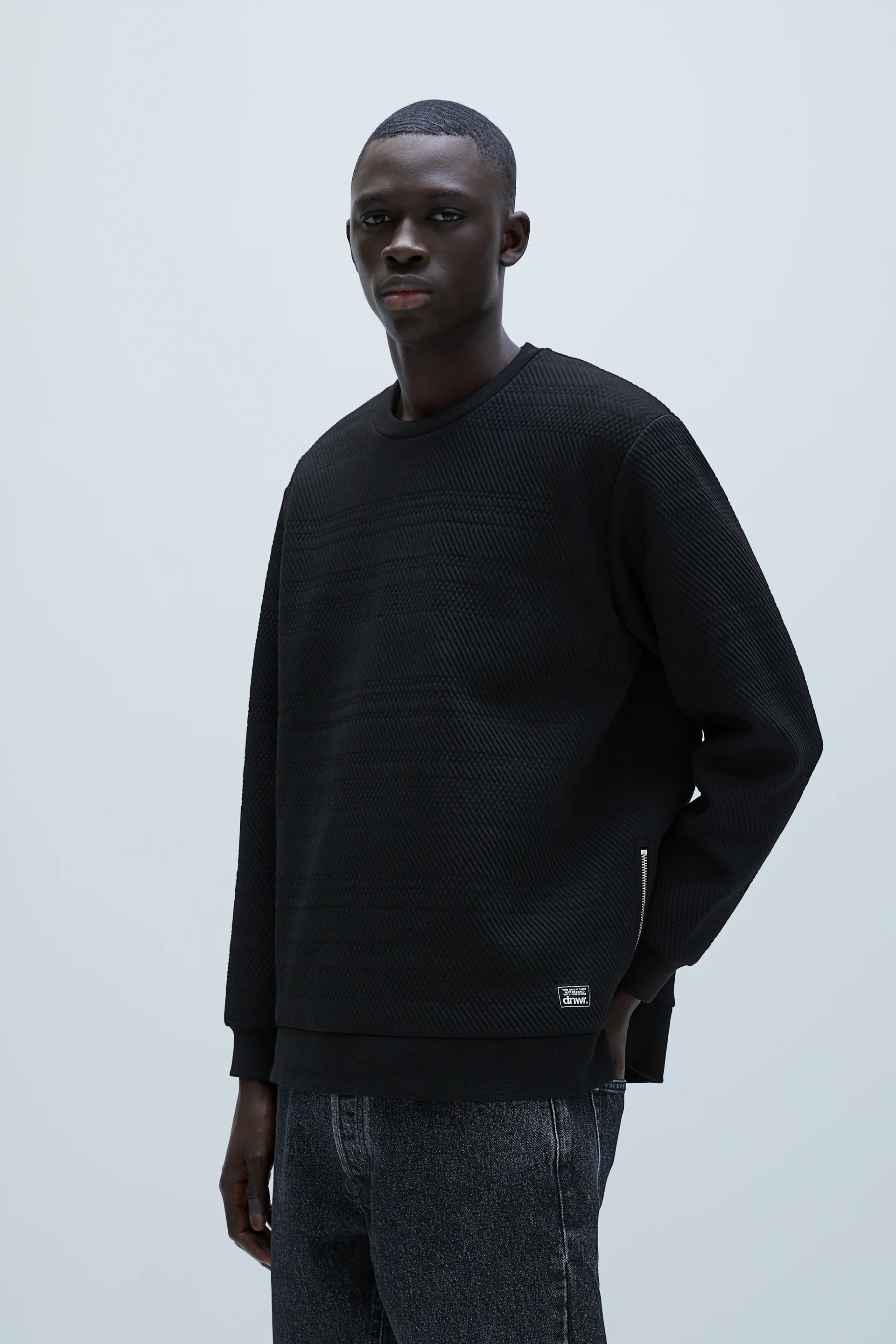 Áo Nỉ Nam Zara Quilted Sweatshirt Black 