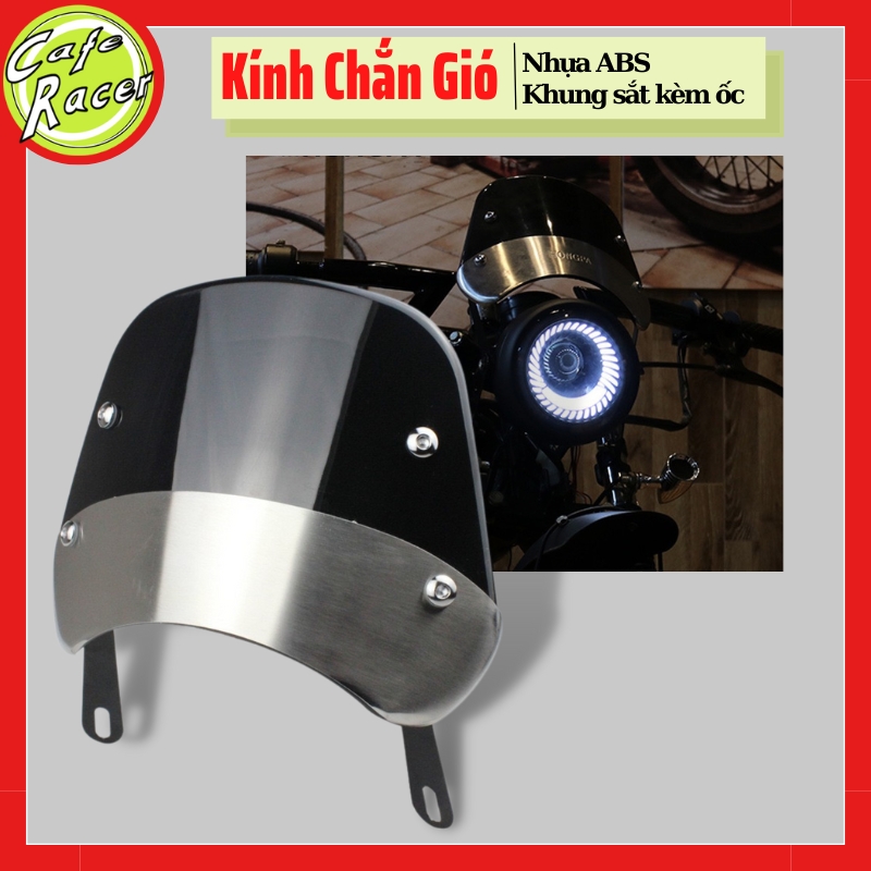 Kính chắn gió cho xe máy độ CAFE RACER  kính fairing nhựa ABS siêu bền phù hợp các dòng classic, Sports Win GN125