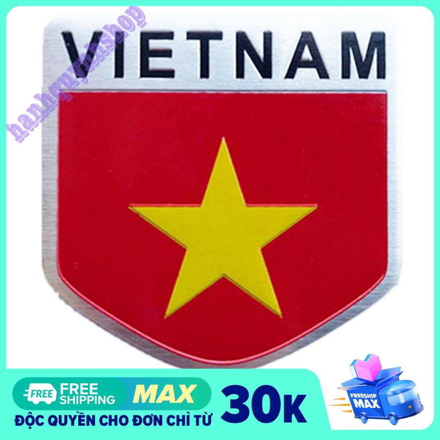 Tem Nhôm Cờ Việt Nam Hình Khiên 5x5cm Dán Trang Trí Ô Tô Xe Máy