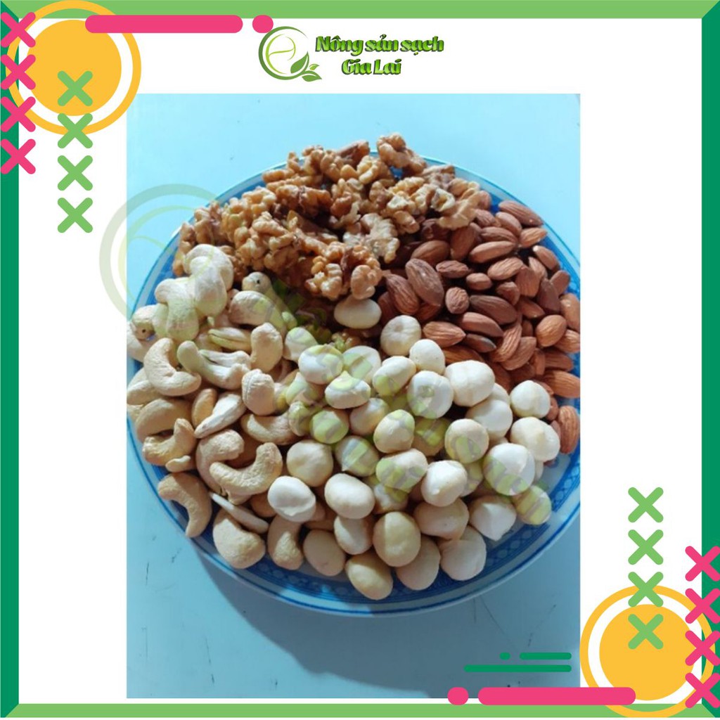 Mix 4 loại hạt dinh dưỡng macca, óc chó,hạnh nhân, hạt điều hàng ngon chuẩn