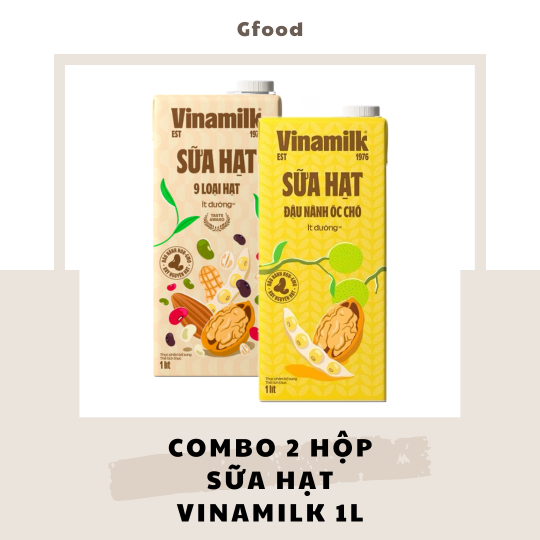 [COMBO 2 HỘP] Vinamilk Sữa Hạt (9 Loại Hạt Super Nut, Đậu Nành Óc Chó) 1L
