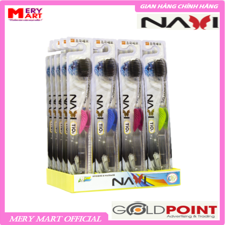 Bàn chải đánh răng cao cấp Navi TIO2 Charcoal vệ sinh làm sạch răng miệng