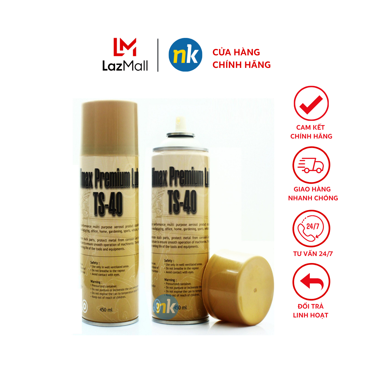 Chai xịt vệ sinh sên, bôi trơn, chống rỉ sét đa năng TS40 450ml, loại bỏ dầu mỡ, bôi trơn cửa sét, ổ khoá