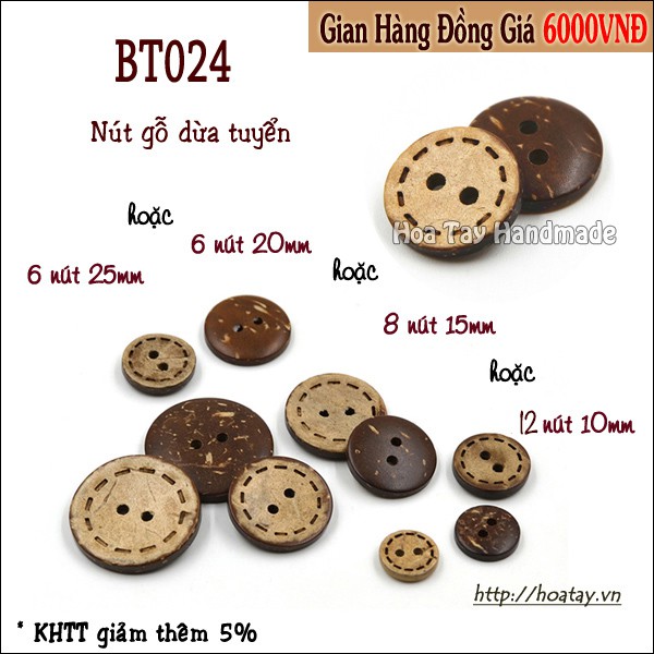 Nút gỗ dừa tuyển bt024