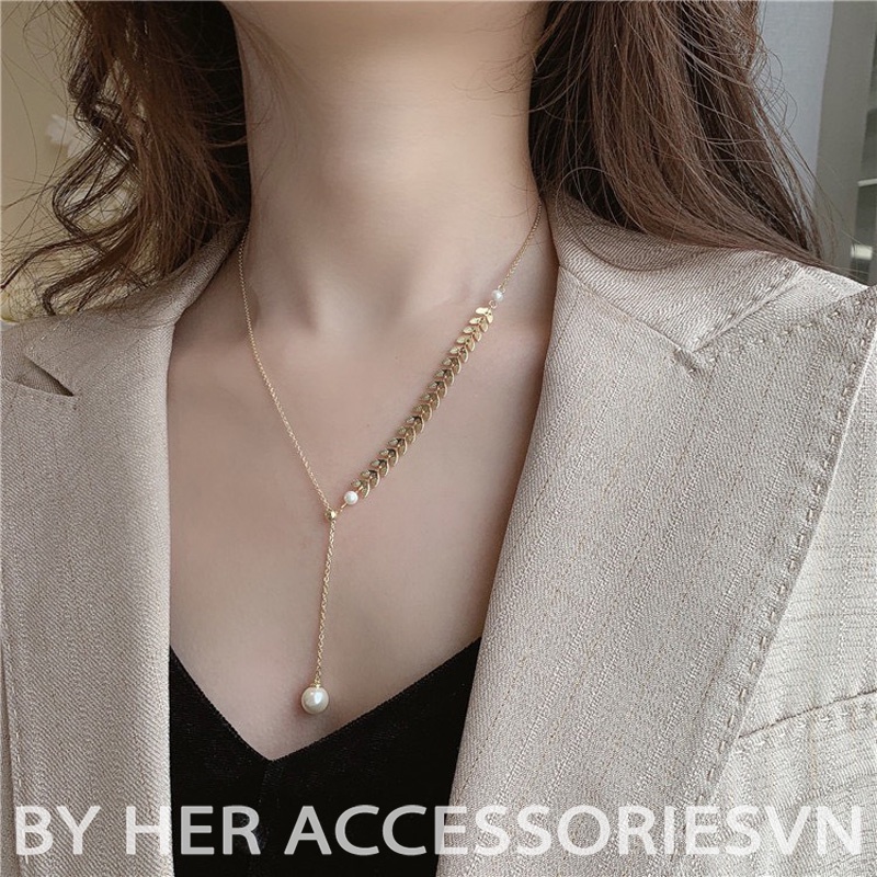 Dây Chuyền, Vòng Cổ Dải Nguyệt Quế Thanh Lịch, Phong Cách Hàn Quốc, Her Accessories C19