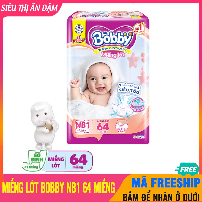 Miếng lót bobby siêu thấm newborn 1 , cho bé dưới 5kg, dày dặn mềm ại, thấm hút, an toàn da bé - miếng lót bobby nb, mieng lot so sinh , miếng lót chống thấm, miếng lót, tấm lót sơ sinh cho trẻ, tả sơ sinh - mieng lot bobby