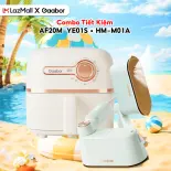 Combo 385 Nồi chiên không dầu 2L Gaabor AF20M-YE01S lòng chống dính hẹn giờ đến 60 phút và bàn ủi hơi nước cầm tay Gaabor HM-M01A tay cầm gấp gọn 180 độ - Bảo hành 12 tháng 1 đổi 1