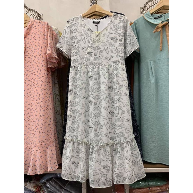 [Size 40-85kg] Đầm bầu công sở voan mát cho mẹ trẻ dáng dài có size 80kg kiểu baby doll tùng đuôi cá vải voan 2 lớp cao cấp thoáng mát không nhăn may kỹ gọn dáng