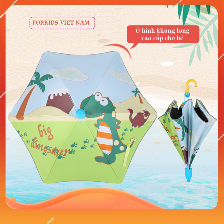 Ô dù cao cấp cho bé - Dù đi mưa hình khủng long cho bé yêu