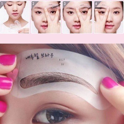 Combo Khuôn kẻ mày + chì kẻ mày ngang Hàn Quốc 02