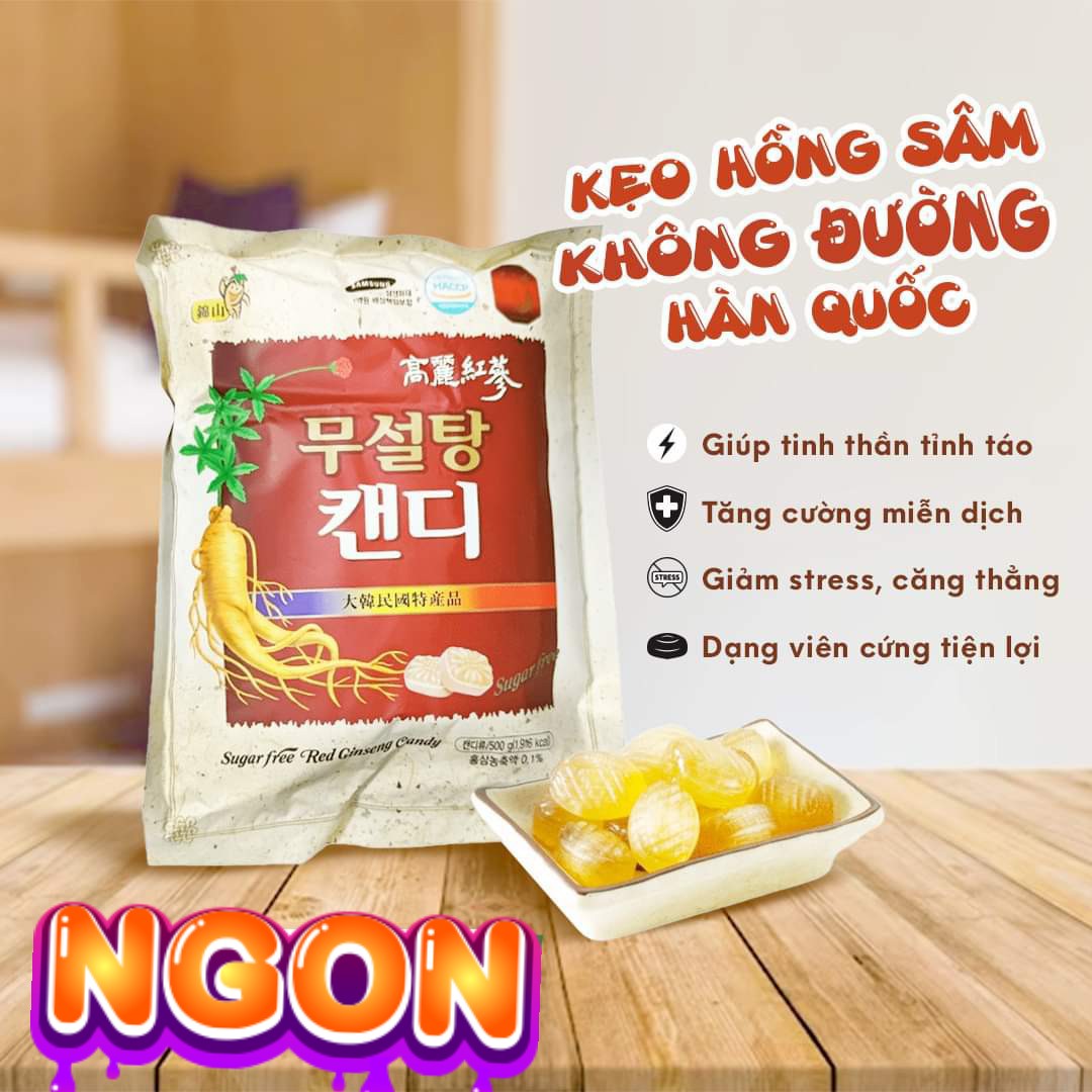 [ Date:2026] Kẹo hồng sâm không đường hàn quốc 500g - LOẠI THƯỢNG HẠNG