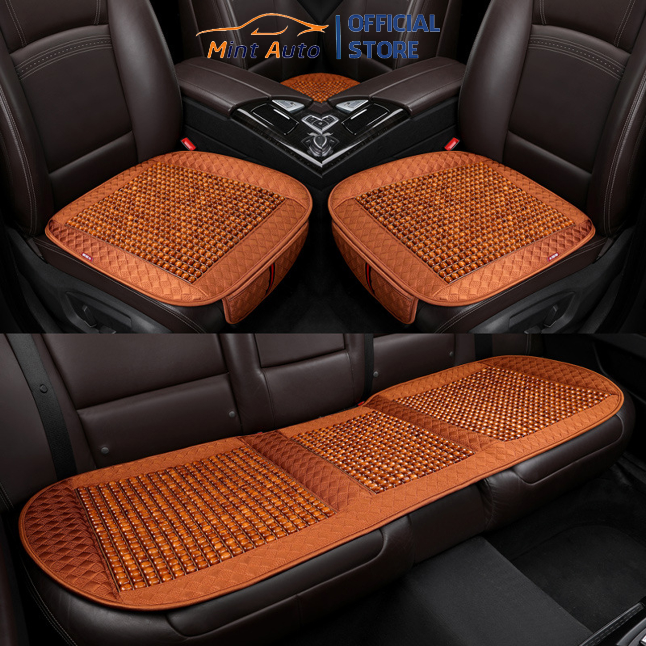 Deluxe massage wood grain car seat covers cushion set