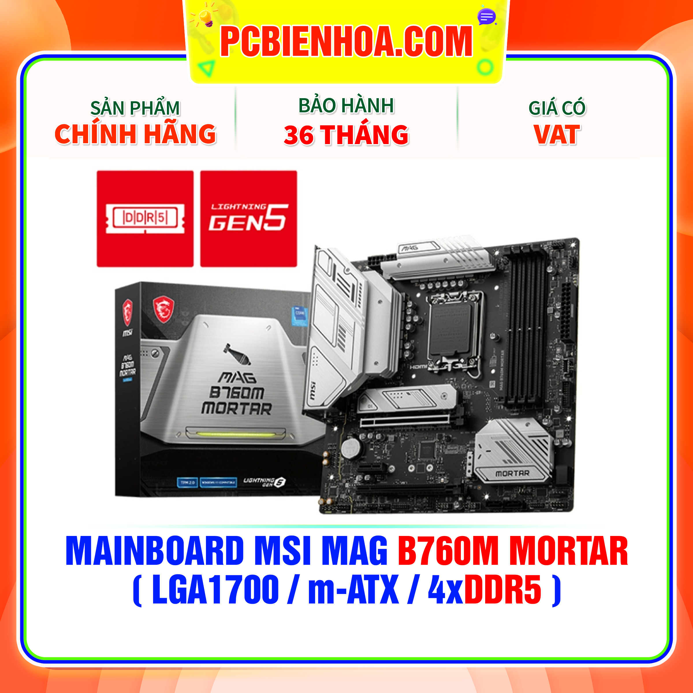 MAINBOARD MSI MAG B760M MORTAR  LGA1700 m-ATX 4xDDR5