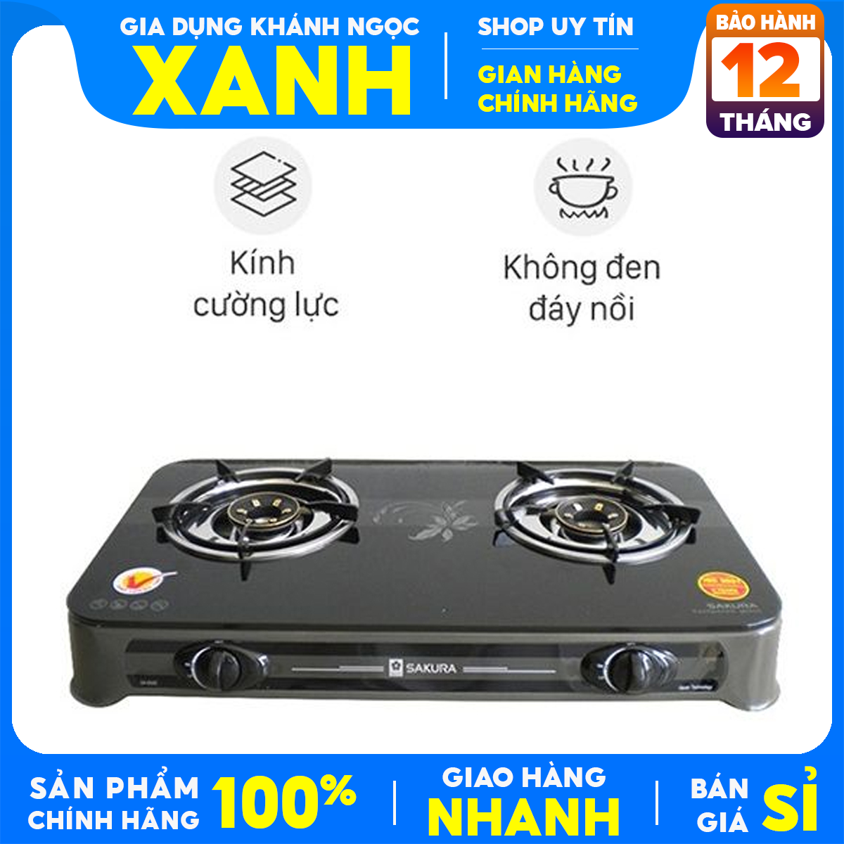 Sakura sa-650g gas saving double heater display stand + Gift of gas wire goat collar-brass burners-12 months warranty
