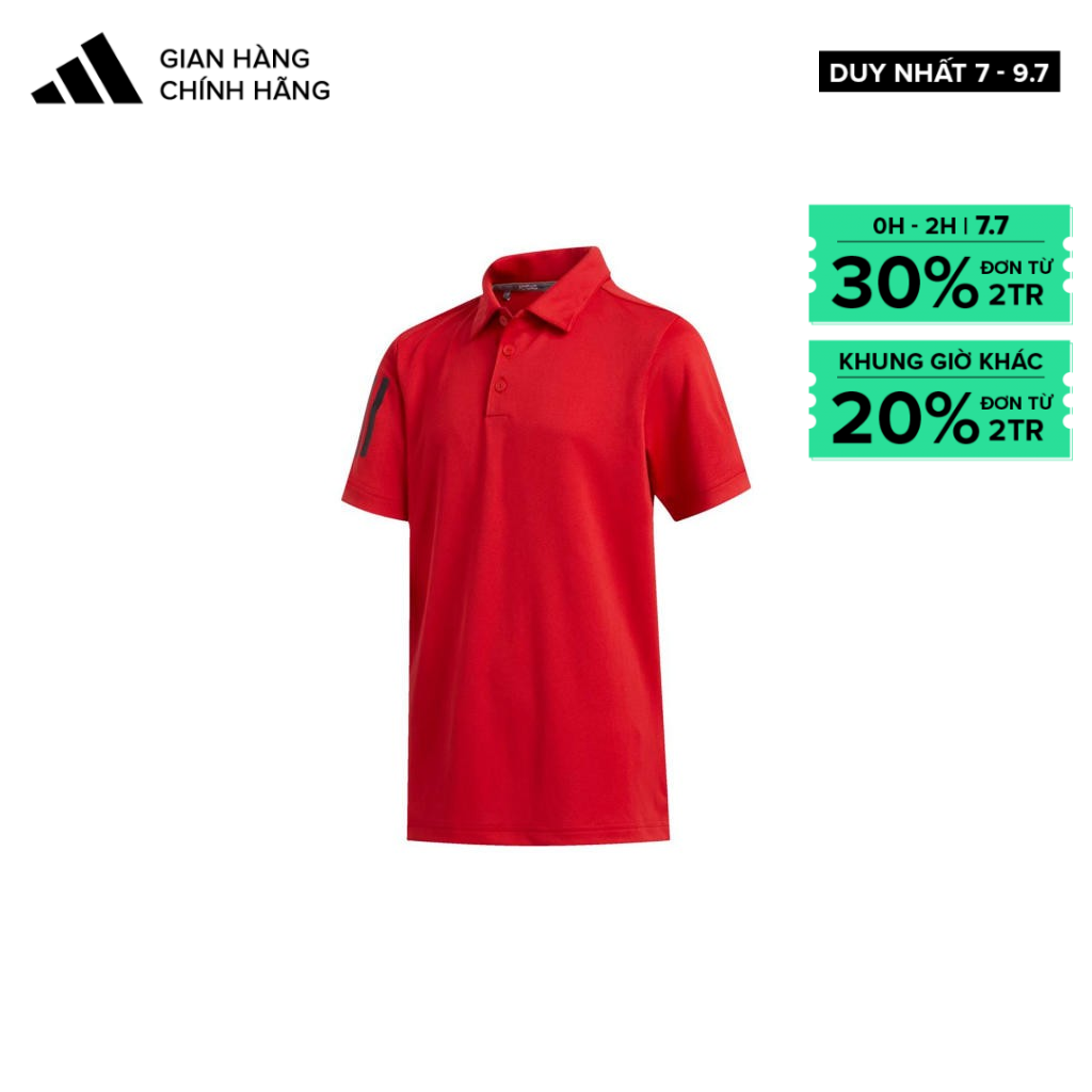 adidas Đánh gôn Áo polo 3 Sọc Trẻ em Đỏ FP9360