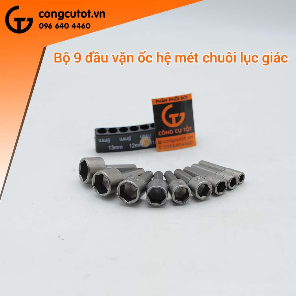 Bộ khẩu vặn ốc chuôi lục 9 chi tiết 5-13mm
