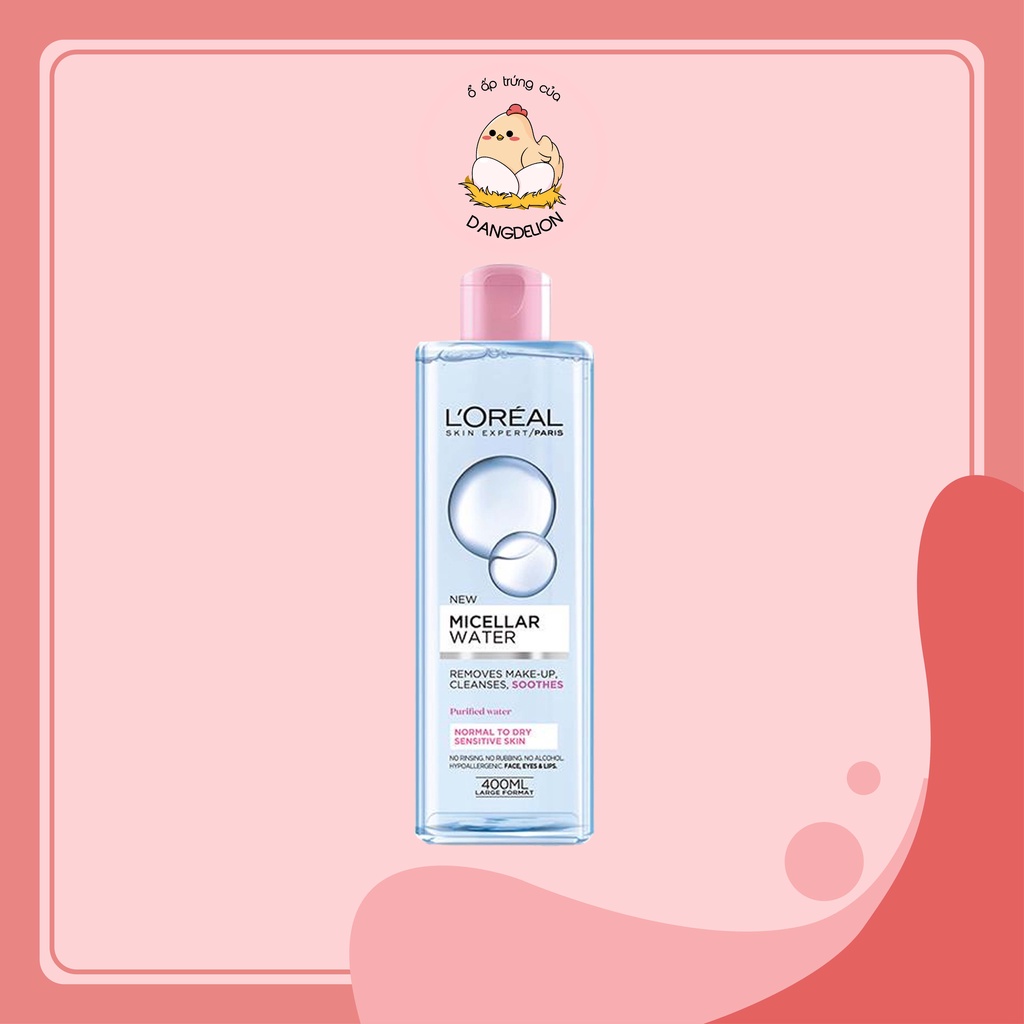 Nước tẩy trang Loreal Paris 3-in-1 Micellar Water 400ml Hồng
