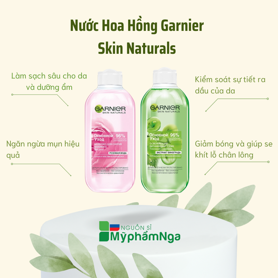 Nước hoa hồng Garnier HỒNG da nhạy cảm