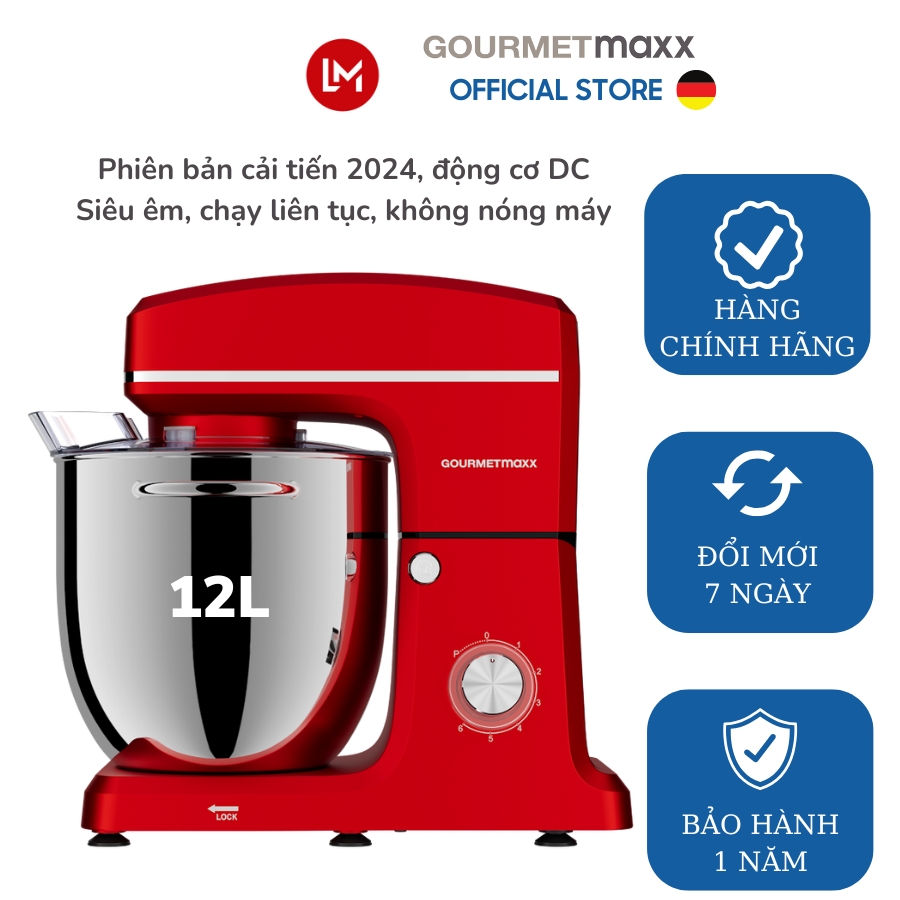Máy trộn bột Gourmetmaxx 12L GMSM-12LPRO - động cơ DC cao cấp, chạy êm không nóng máy- phiên bản 2025