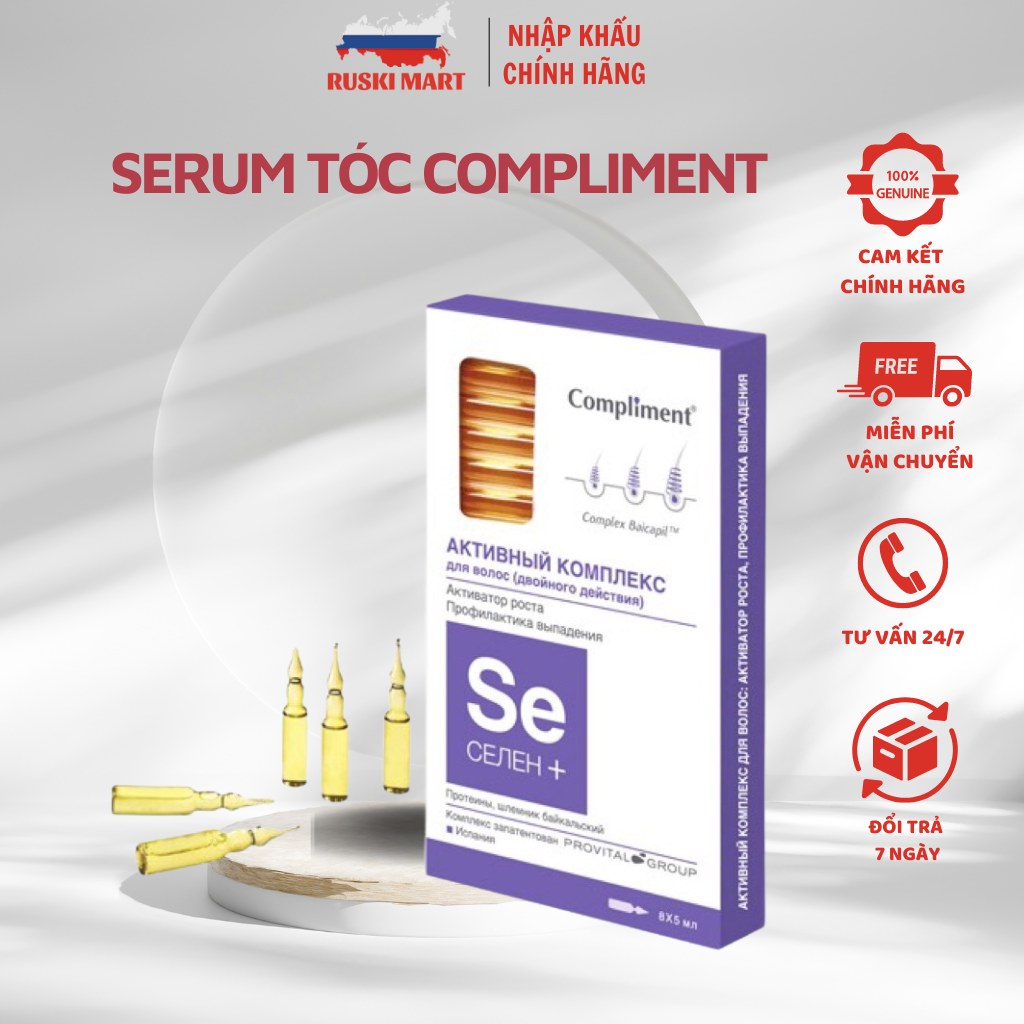 Tinh chất Serum kích thích mọc tóc Compliment SE SELEN+ giúp dưỡng tóc, ngăn ngừa, cải thiện rụng tóc và nhanh dài tóc hiệu quả - Ruski Mart